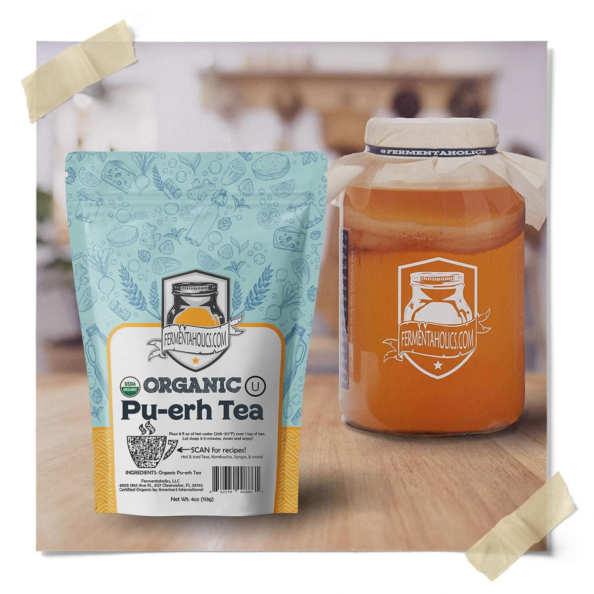 Fermentaholics Organic Cooked (Shou) Pu-Erh Tea Leaves – 4 Oz – USDA Organic & O