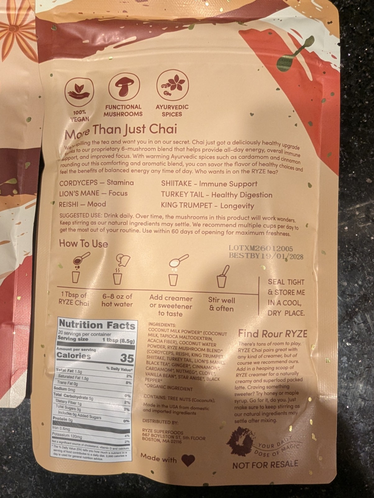 (2) RŸZE Mushroom Chai With 6 Adaptogenic Mushrooms Beverage Powder