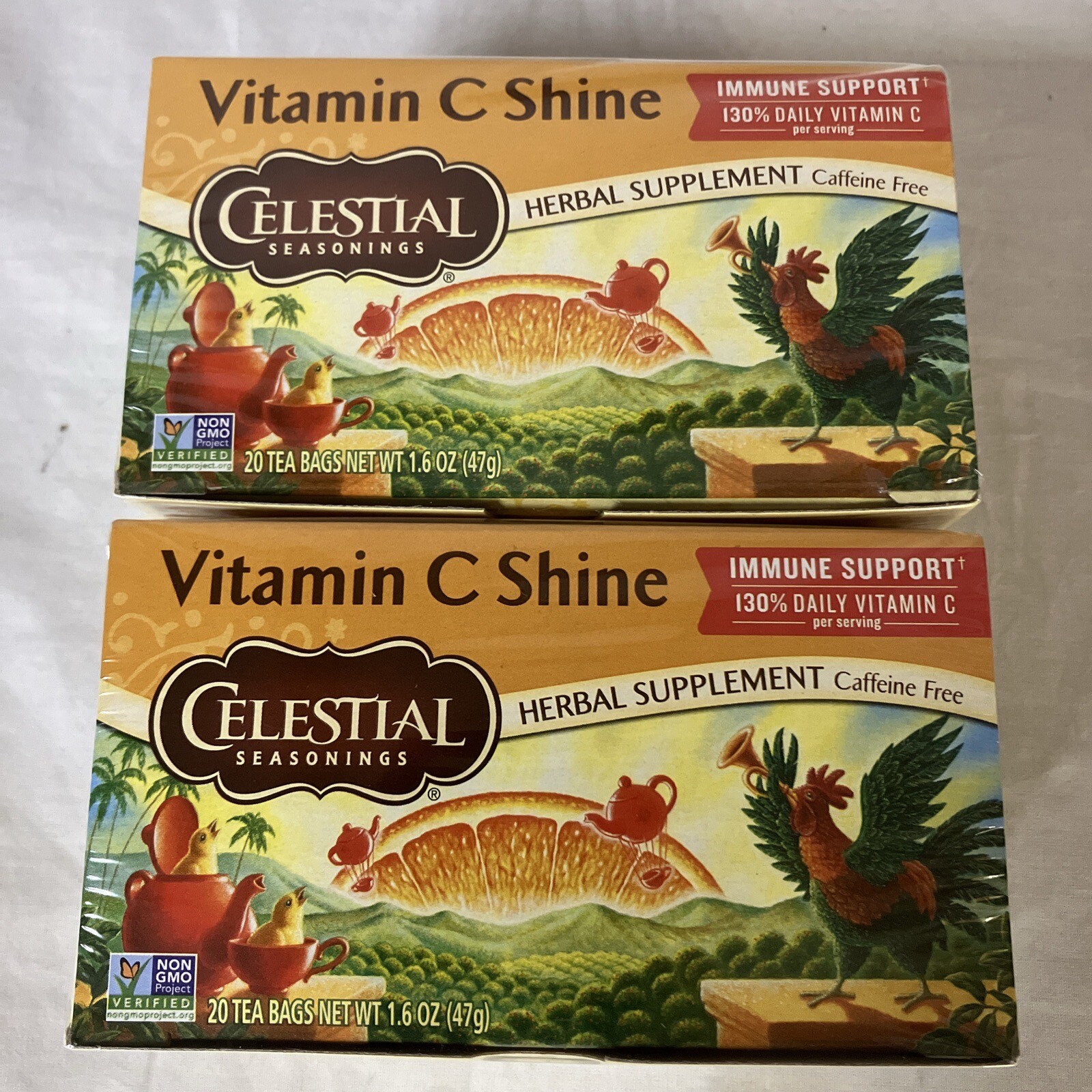 Lot of 2 Celestial Seasonings Vitamin C Shine 20 Tea Bags Each BB 7/24/25 FS!