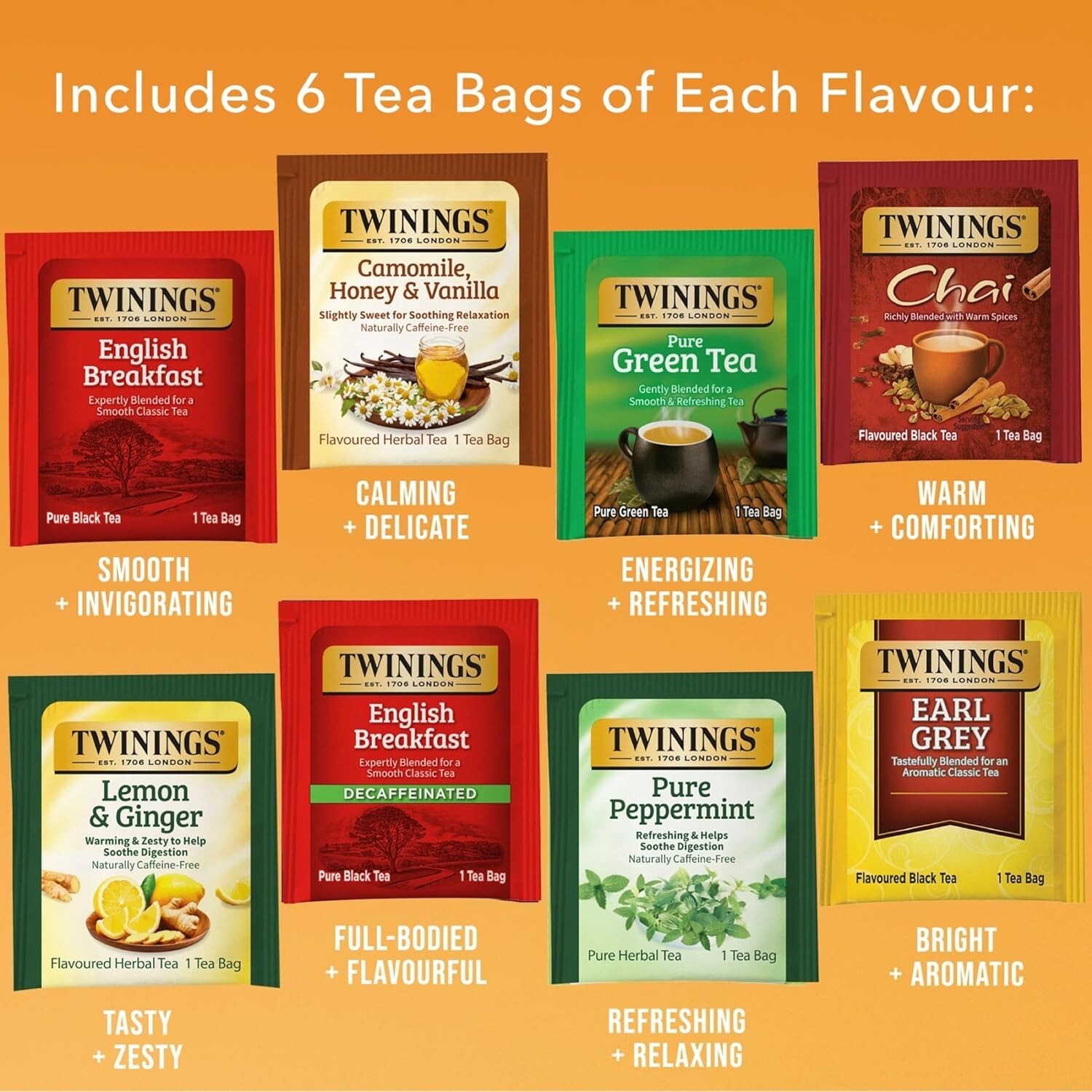 Gourmet 48 Count Tea Sampler Gift Box – Includes Chai, Green & Herbal Teas