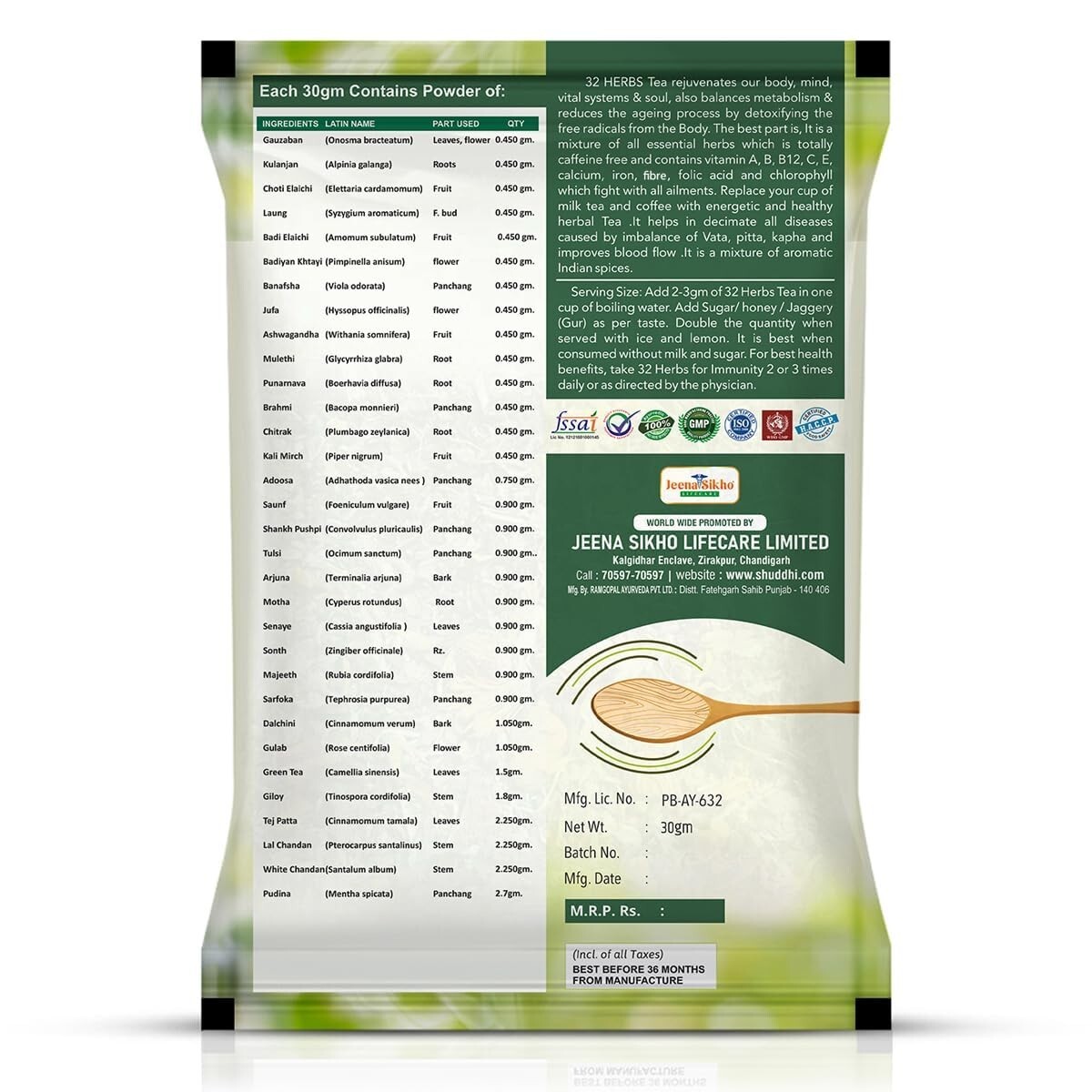 Jeena Sikho 32 Herbs Tea | Ayurvedic Kadha to Improve Digestion (30g, Pack of 2)