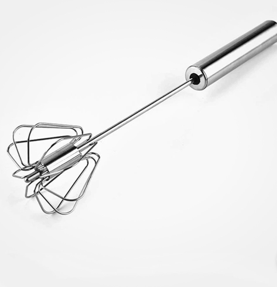 Stainless Steel Egg Whisk, Hand Push Rotary Whisk Blender, Silver