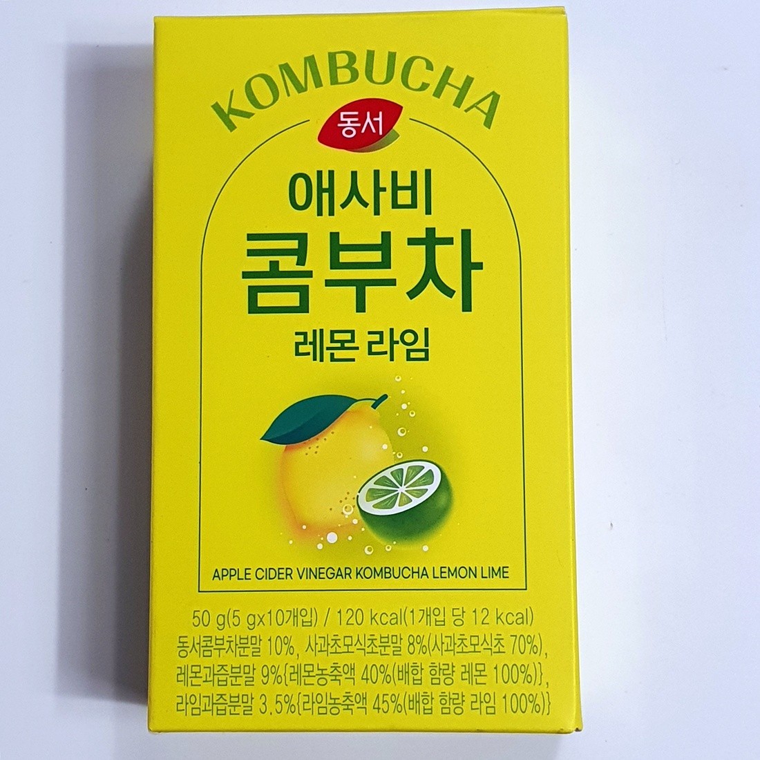 Dongsuh Apple Cider Vinegar Kombucha Lemon Lime 10 Sticks Healthy Probiotics Tea