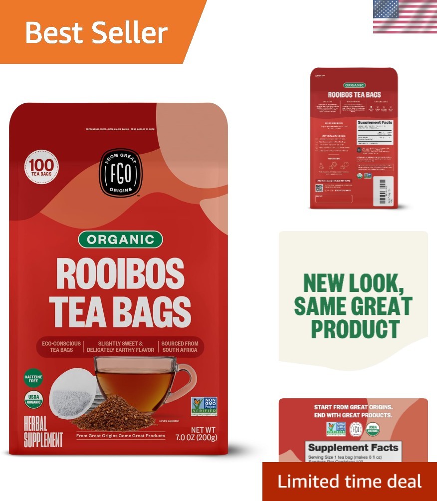 100 Eco-Conscious Rooibos Tea Bags – Herbal, Caffeine Free, Organic Goodness