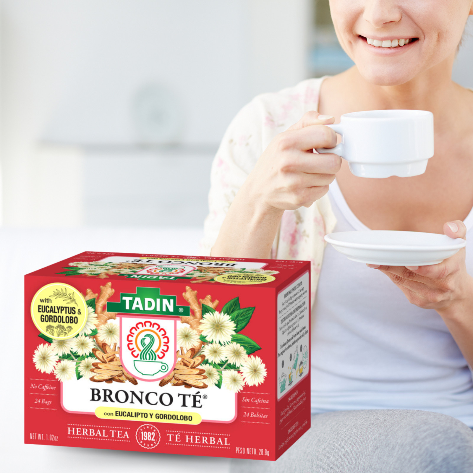 Tadin Bronco Tea, 24 Bags 1.02 fl oz, with Eucalyptus & Gordolobo