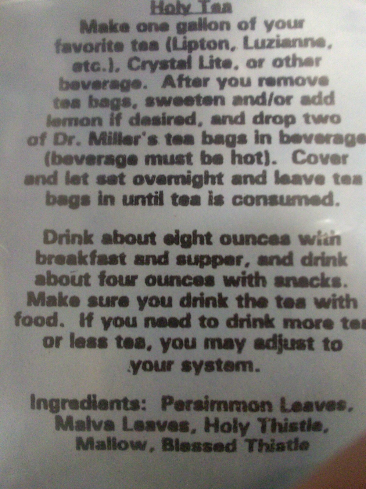 DR. MILLER’S ORIGINAL HOLY TEA 8 BAGS – 1 Month Supply
