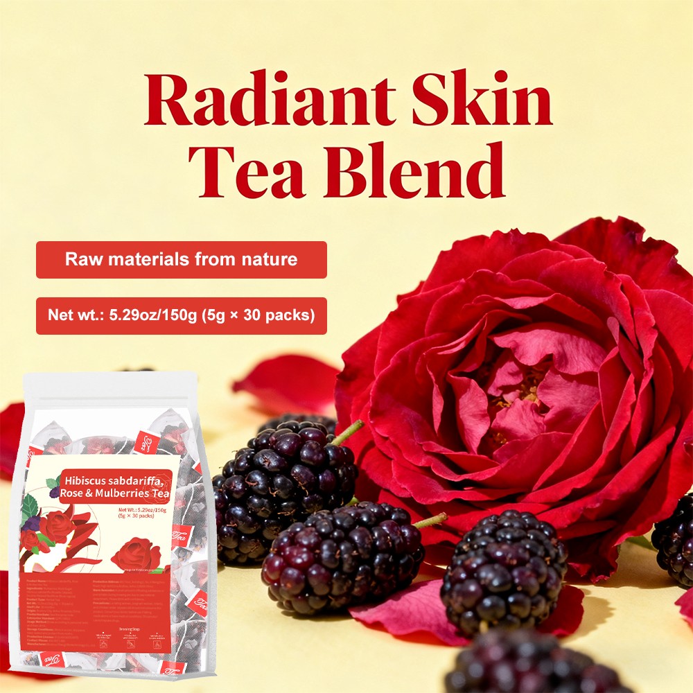 Hibiscus sabdariffa Rose Mulberries Tea Youthful Skin Health Tea 30 Packs 150 G
