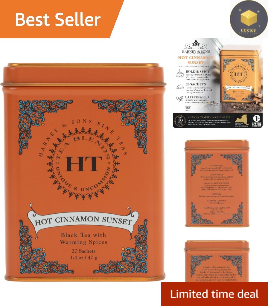 Medium Caffeine Hot Cinnamon Sunset Tea – Perfect for Cozy Mornings, 20 Count