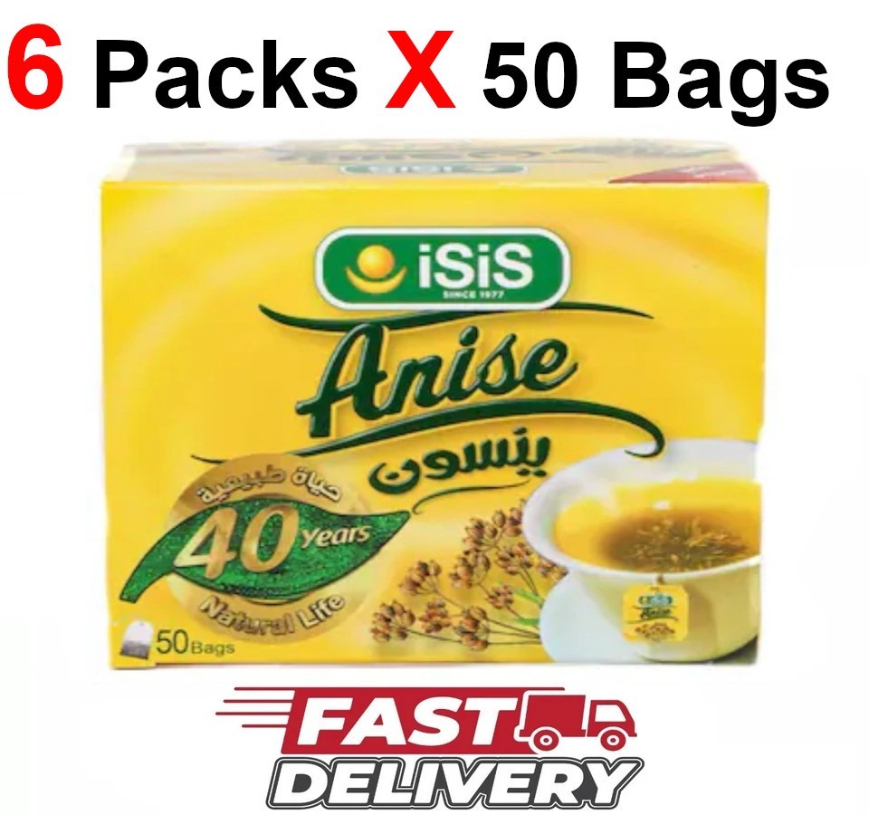 Isis Egyptian Anise Herbal Organic All Natural ايزيس ينسون ( 6 Packs X 50 Bags )