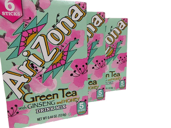 AriZona Green Tea with Ginseng/Honey Mix Packets, BB 11/27, Lot of 3 Boxes
