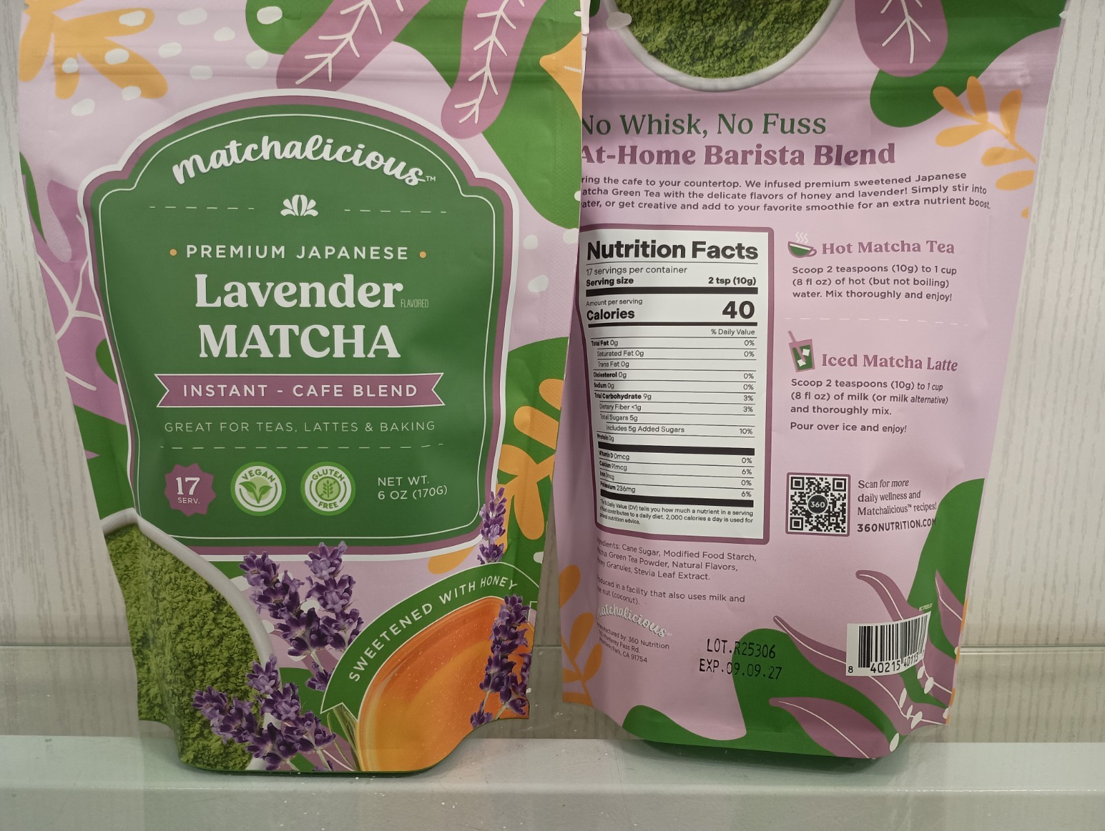 Matchalicious™ Premium Instant Japanese Lavender Matcha Powder 6 oz (2 Pack)