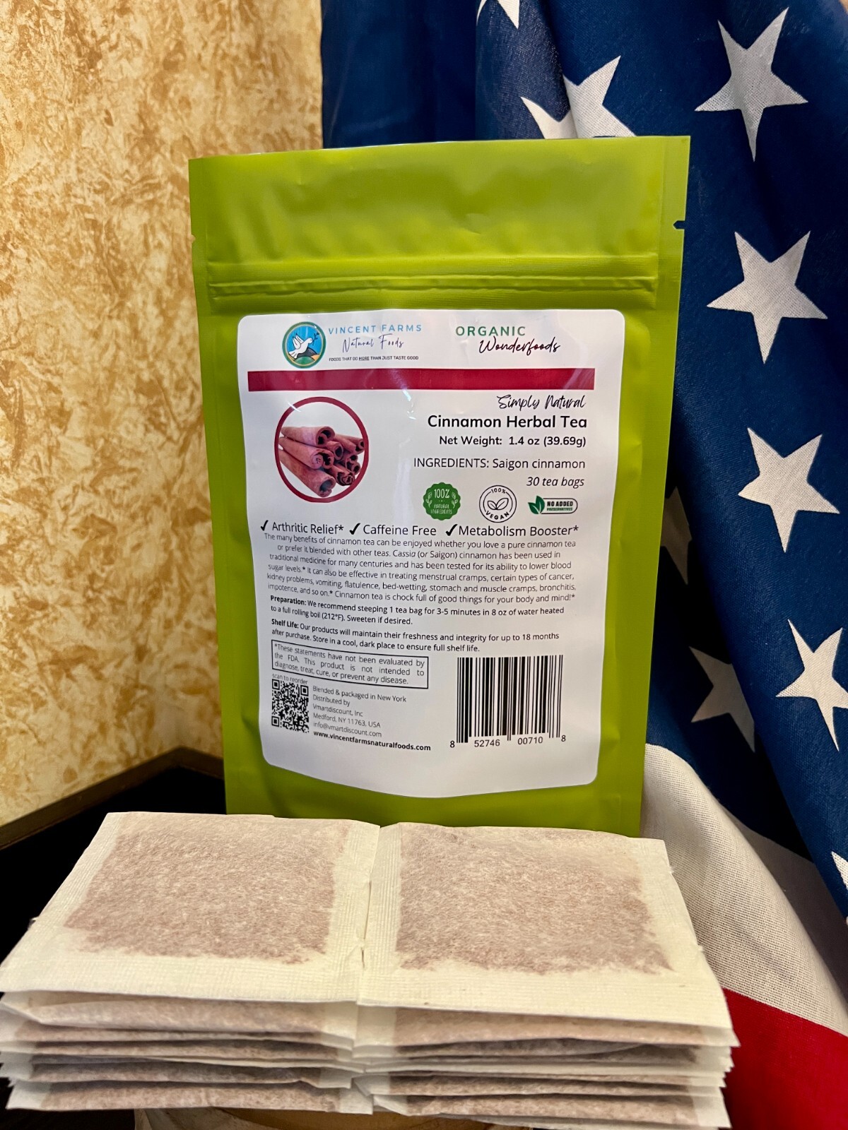 Organic Cinnamon Herbal Tea Te de Canela 30 Tea Bags Caffeine Free 100% Natural