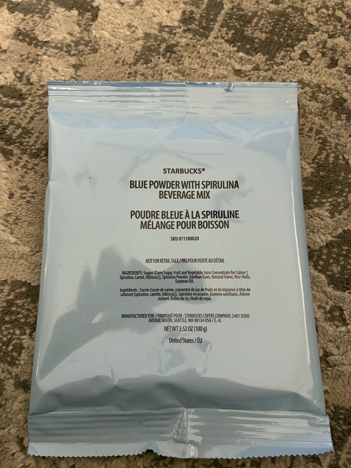 NEW! RARE! FACTORY SEALED STARBUCKS BLUE POWDER W SPIRULINA 12 OZ bb 1/27
