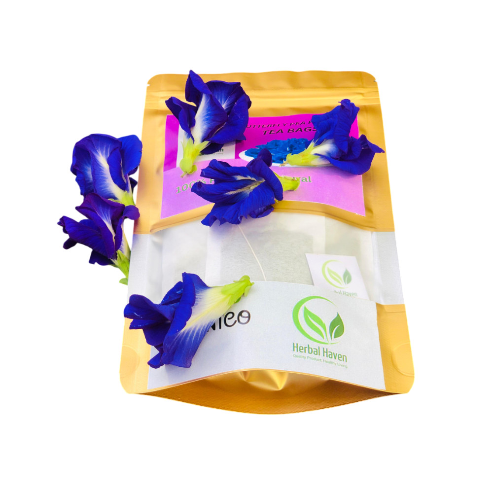 Premium Butterfly Pea Flower Tea Bags 100% Natural & Pure Herbal Blue Tea Drink