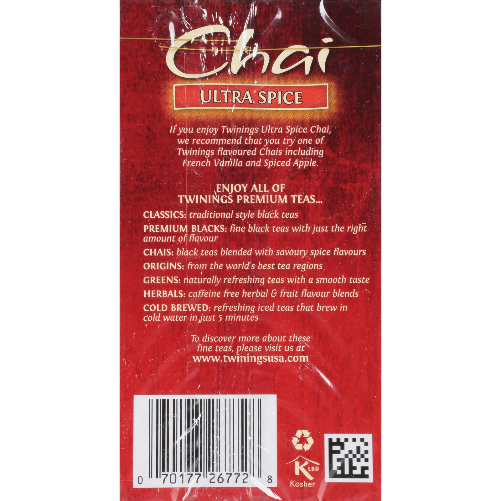 Twinings Chai Tea Bags 20 Count Spicy Black Tea with Cinnamon Ginger Cardamom