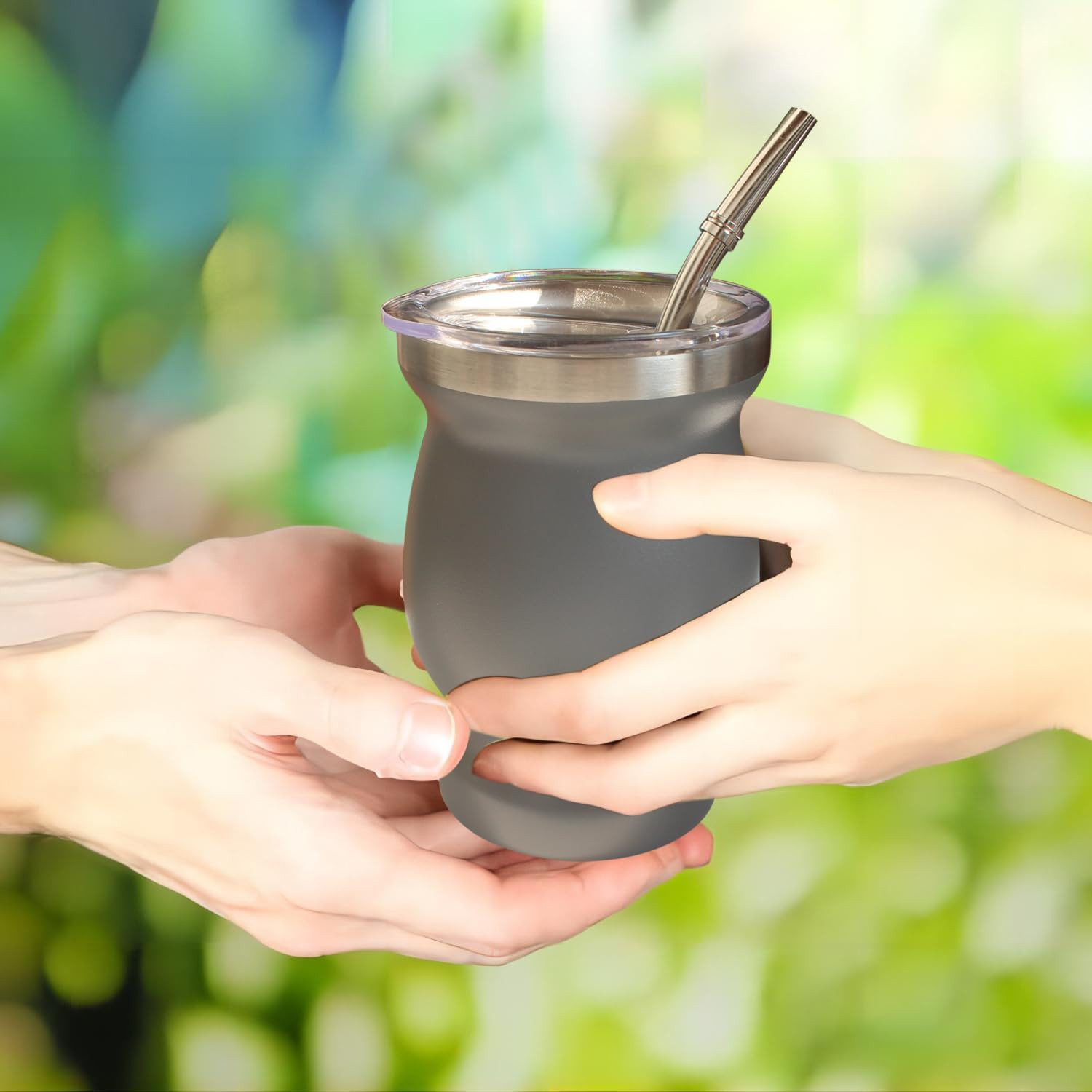 Beruth Bombilla Yerba Mate Gourd, 8Oz Stainless Steel Tea Cup Set with a Multifu