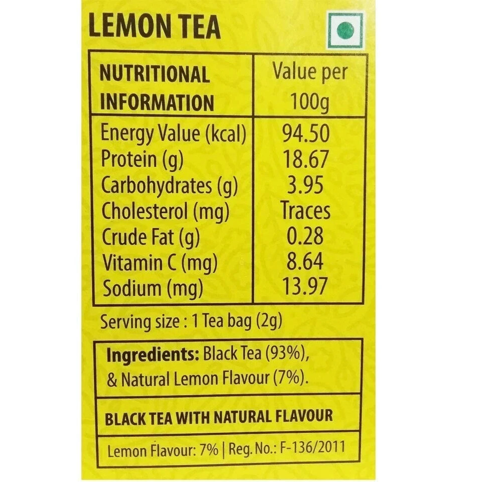 Granules n Beans Lemon Tea 100 Tea Bags Free Shipping World Wide