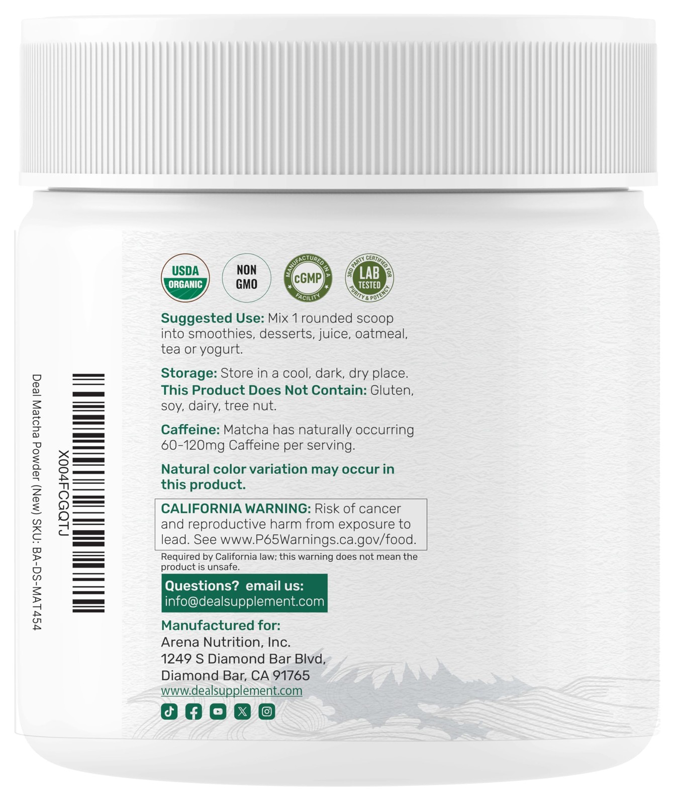 Organic Matcha Green Tea Powder, 1 lb (454g) | First Harvest, 1 Pound