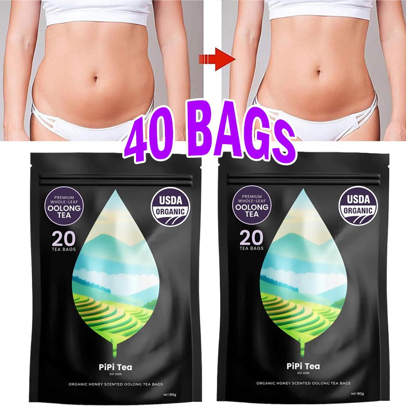 PiPi Tea Organic Oolong Tea Bags – Whole Leaf, 20 Bags (4g Each) – Cortisol & Ca