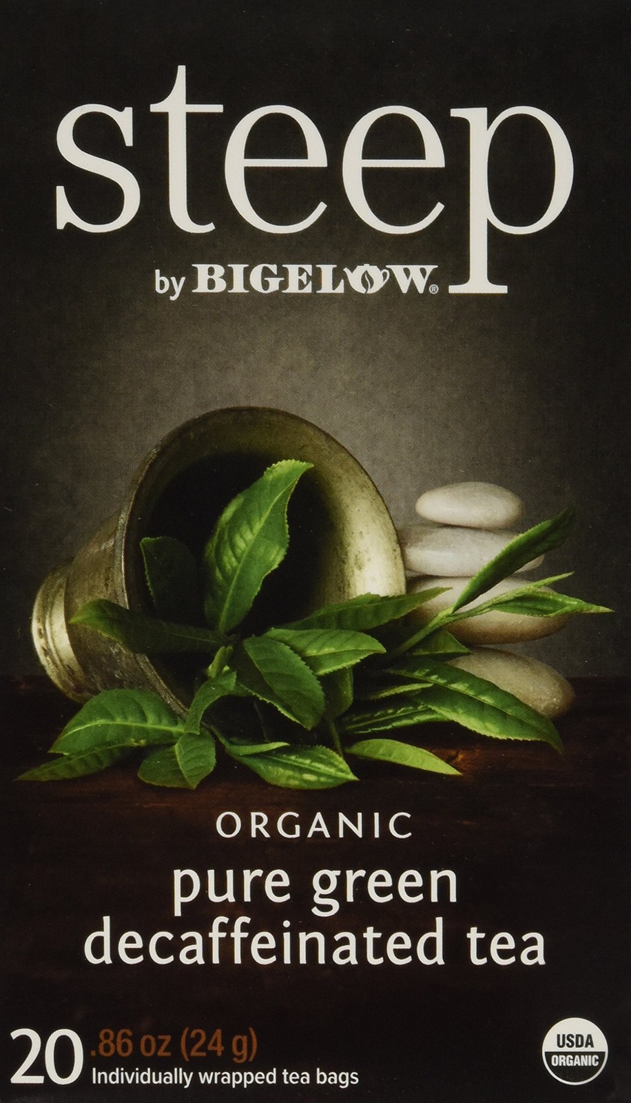 steep by Bigelow Organic Pure Green Tea, 20 Total 20 Count (Pack of 1),