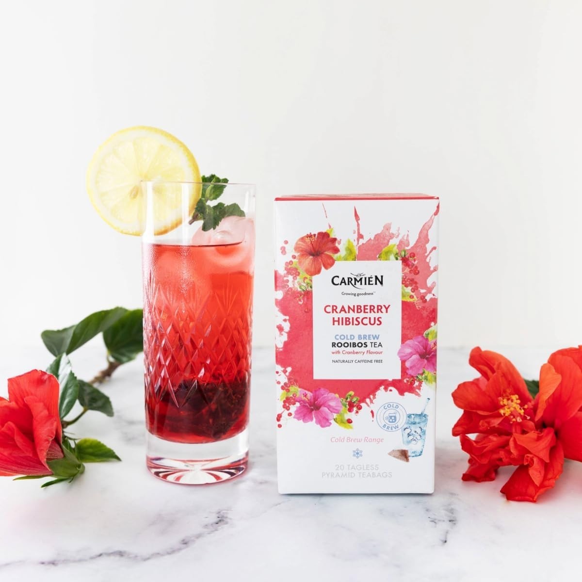 Carmién Tea Cold Brew: Cranberry Hibiscus Rooibos 20’s (50g)