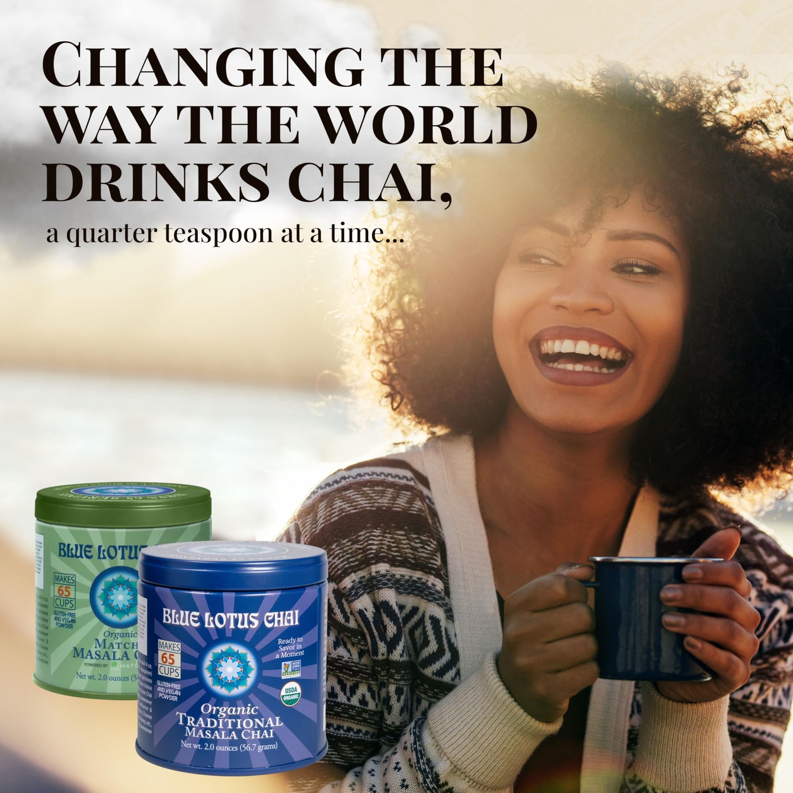 Blue Lotus Chai Tea – Fully Organic Traditional Masala – Makes 2 Ounce