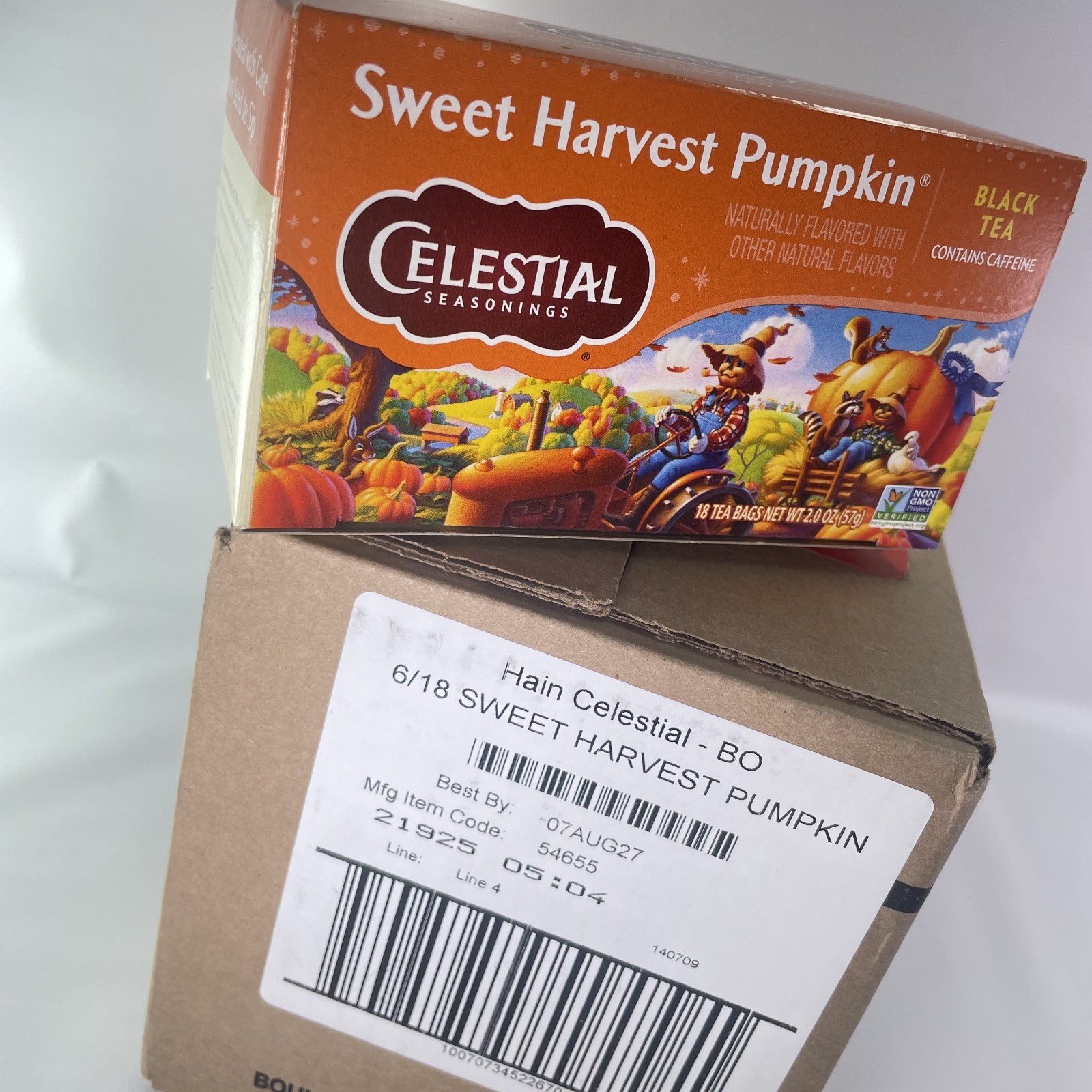 Lot Of 6 Celestial Sweet Harvest Pumpkin Black Tea 18 Tea Bags BB: 8/07/2027