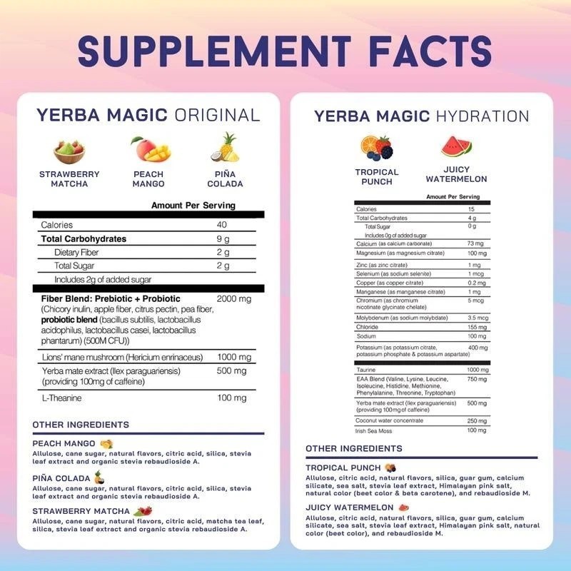 NEW Yerba Magic Yerba Mate Instant Tea Powder Peach Mango Flavor 30 Servings NEW