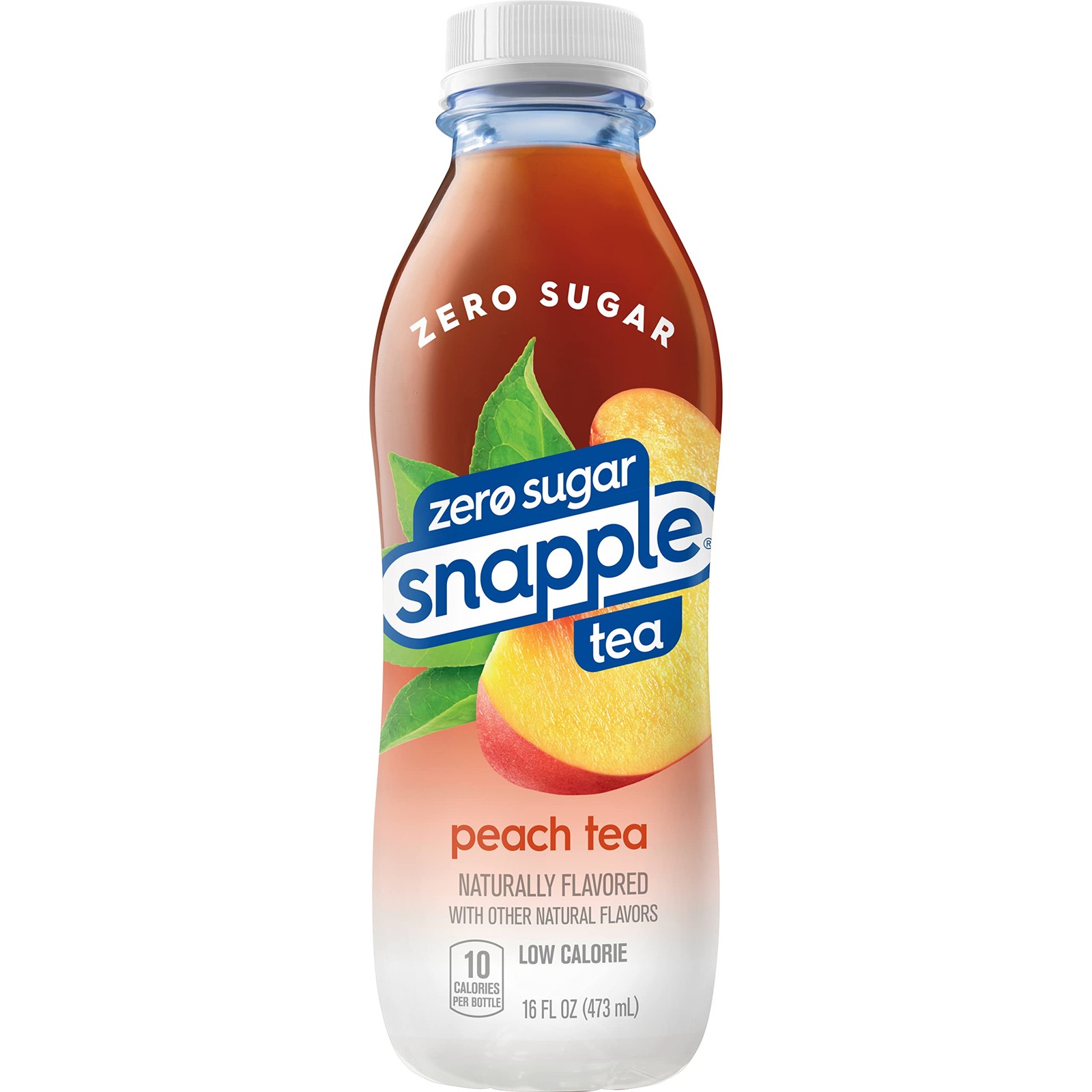 Zero Sugar Peach Tea, 16 fl oz recycled plastic bottle (Pack of 12)