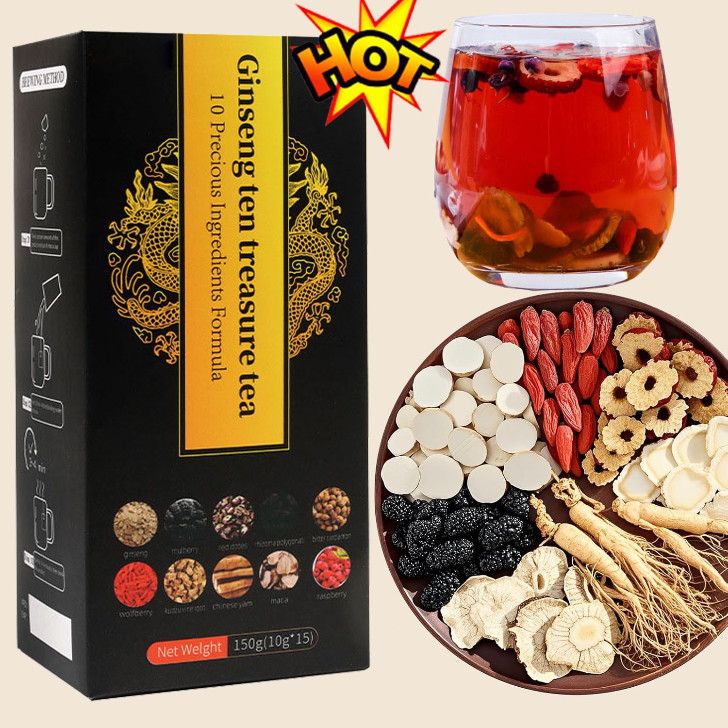 15pcs Ginseng six treasure tea , Kidney tea ,liver tea , red date kidney health