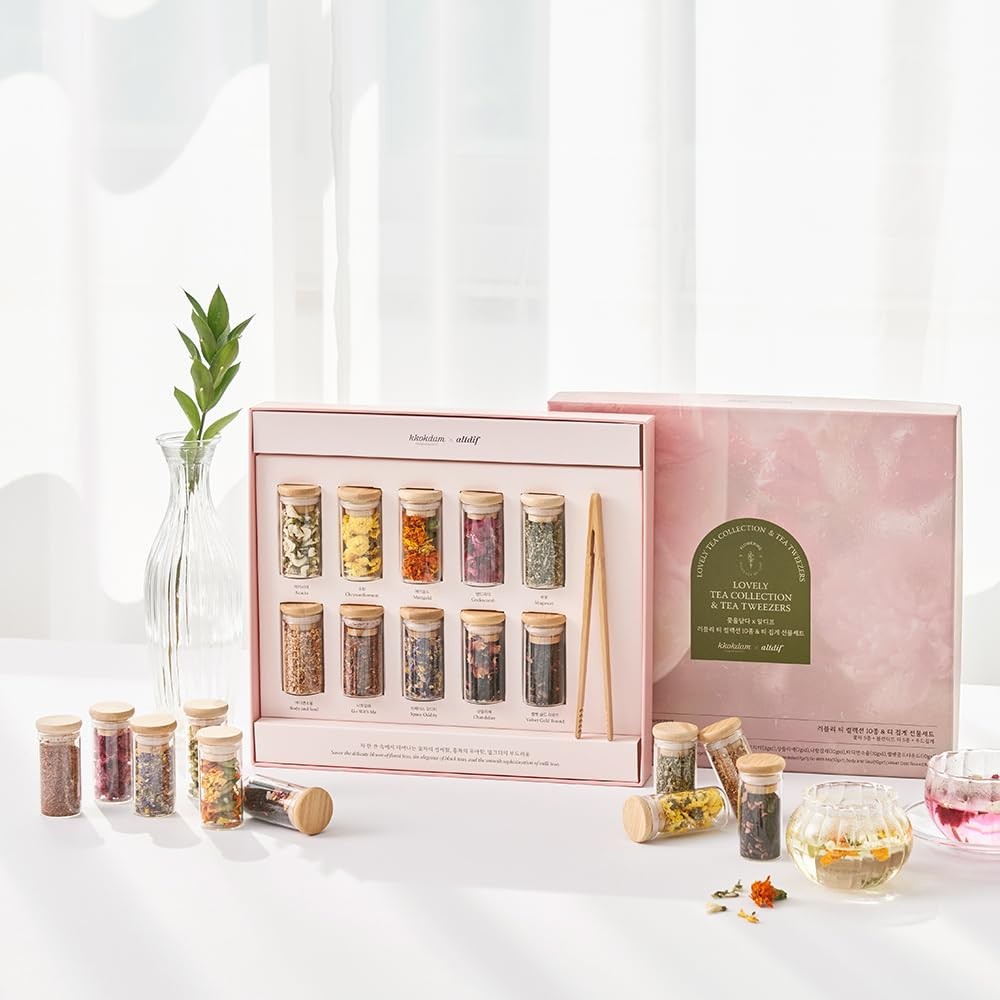 Premium 10-Tea Sampler Gift Set with Wooden Tweezers – 5 Blooming Flower & 5 …