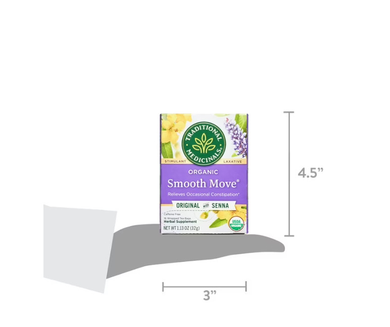 3 PACK Traditional Medicinals Tea,Organic Smooth Move Peppermint,Senna,16TeaBags