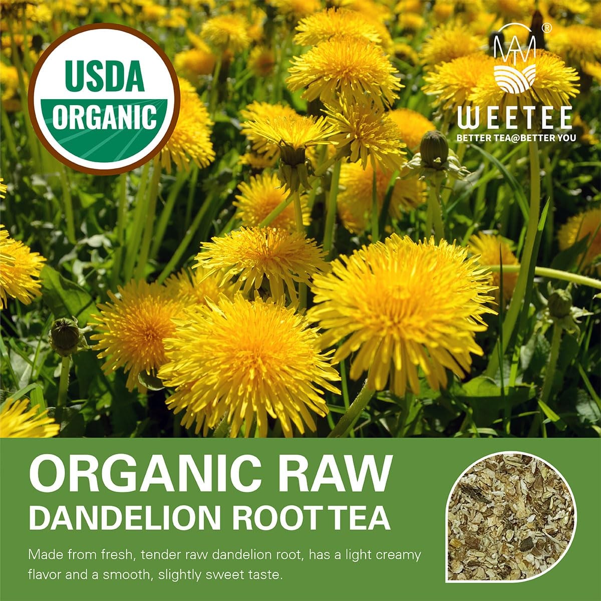 Organic Dandelion Root Tea Bags, Pure Raw Dandelion Root 100 Count, Earthy & …