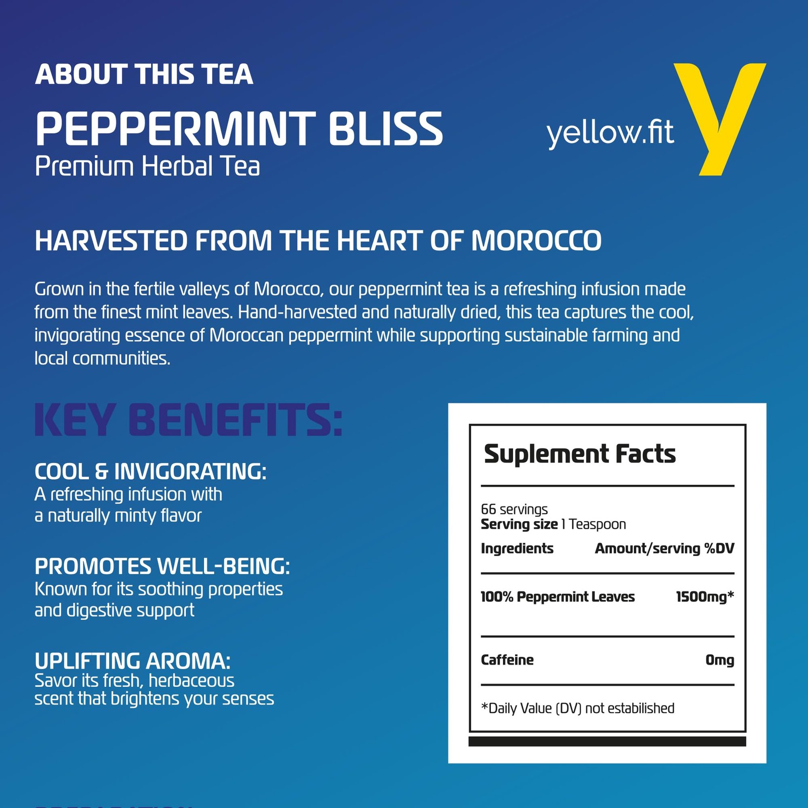 Peppermint Whole Leaf Tea – 1500mg Loose Leaf Herbal Tea, Caffeine-Free Peppe…