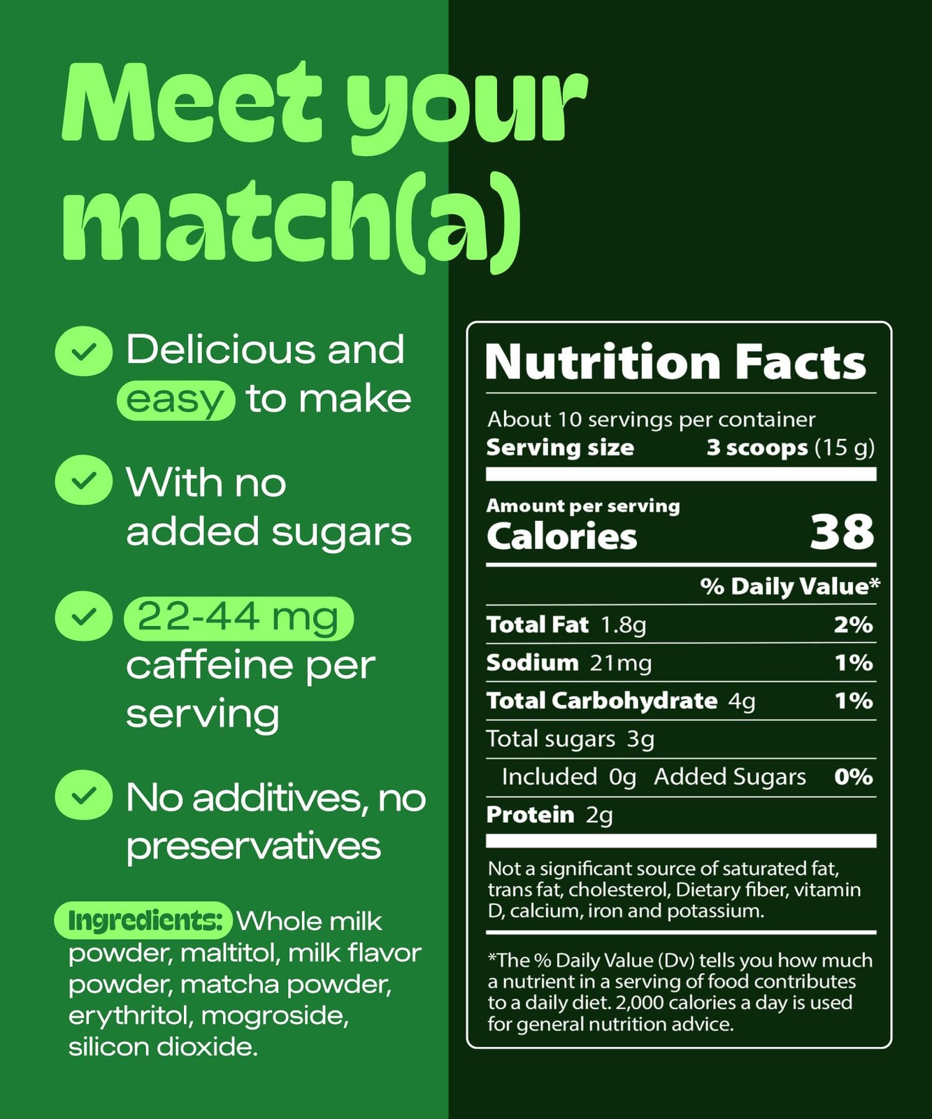 MatchaDNA Matcha Latte – Sweet Powder with Milk, No 5.3oz Bag