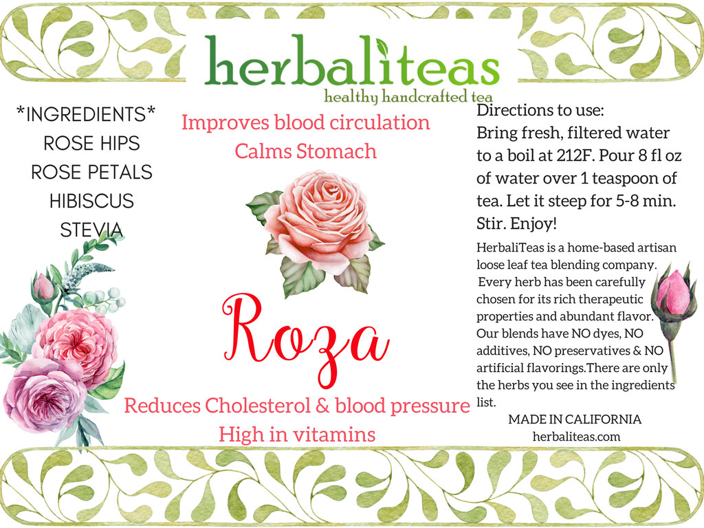 ROZA Fragrant Rose Petal Vitamin C Immune Herbal Loose Leaf Tea Blend 1 oz