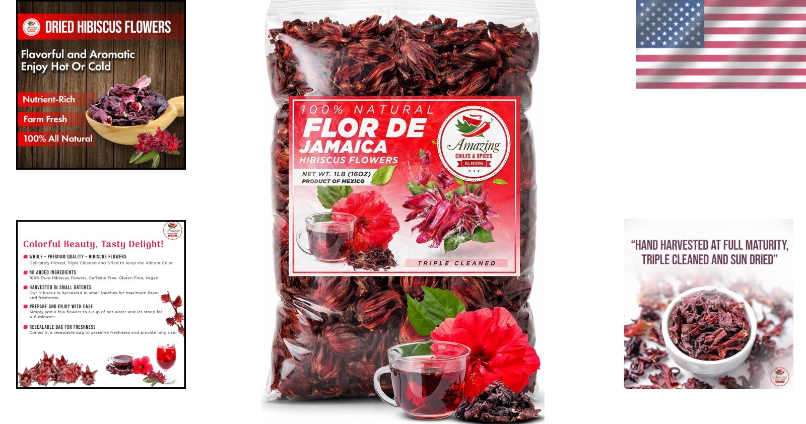 Triple Cleaned Hibiscus Flowers 2lb – All Natural=