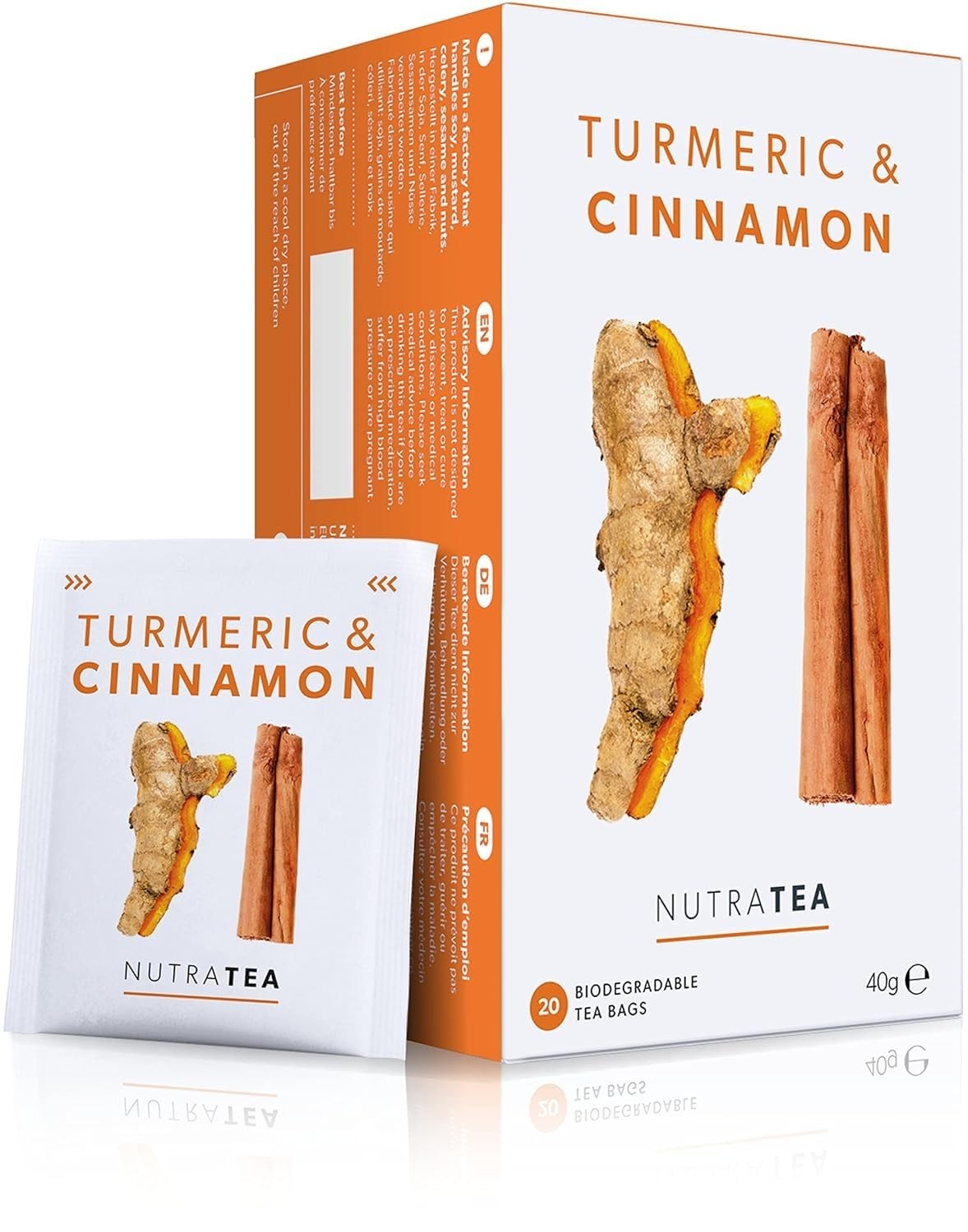 20 Individually Wrapped Turmeric & Cinnamon Teabags – Herbal Blend for Health