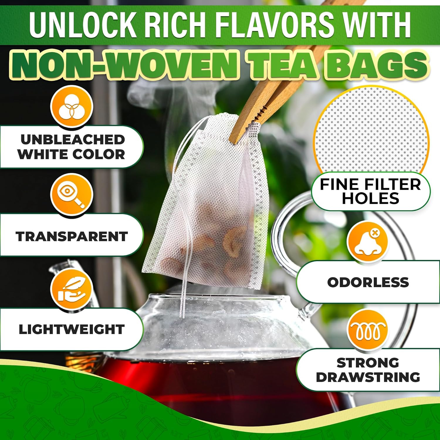 400 Pcs Disposable Tea Bags for Loose Leaf Tea – 3.62 X 2.76 Reusable Teabags Ma