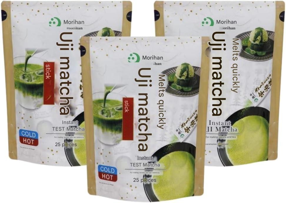 3-Pack Morihan Kyoto Uji Matcha Stick Powder 75 Sticks Instant Green Tea Japan