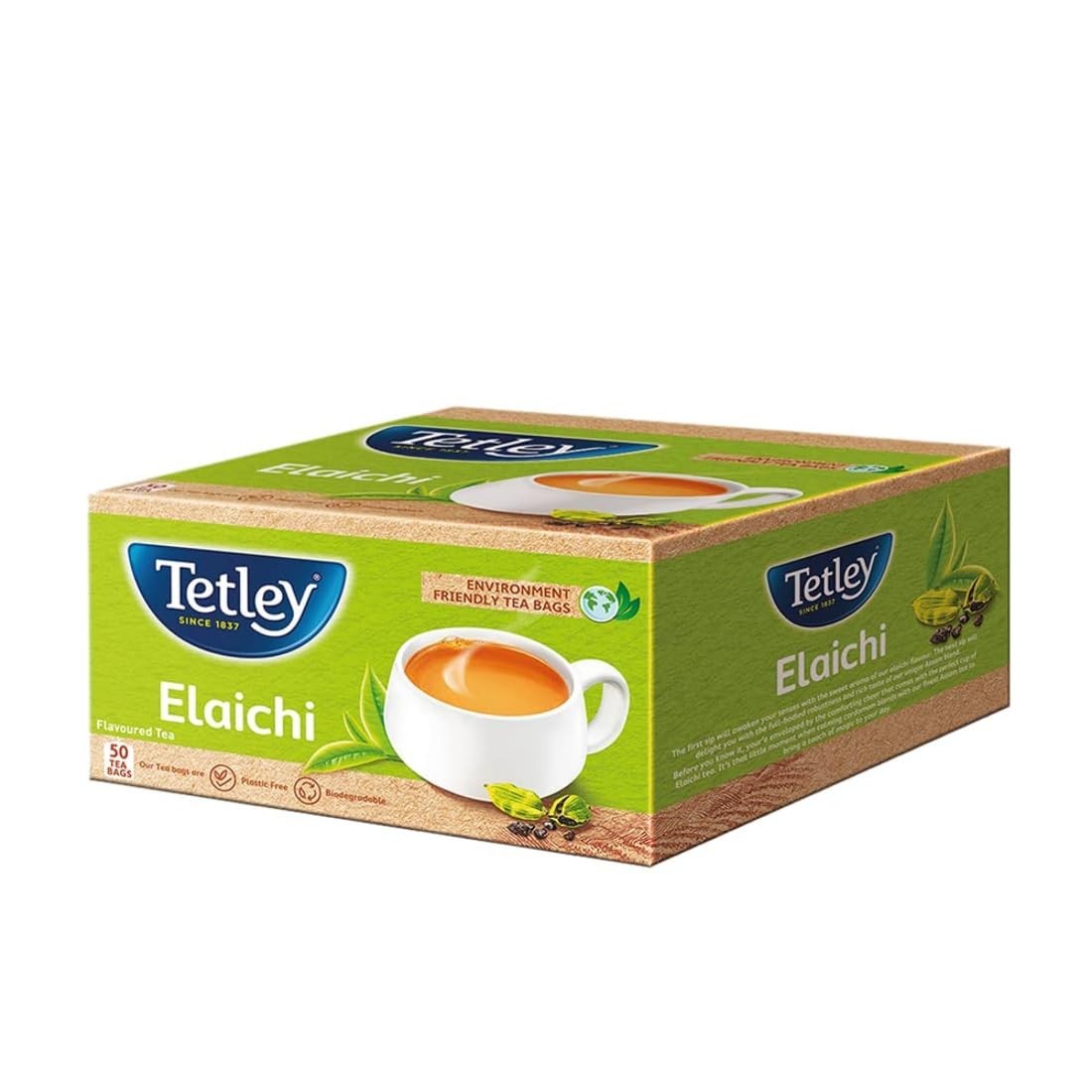 Tetley Elaichi Flavoured Chai Black Tea | 50 Tea Bags | Refreshing Aroma