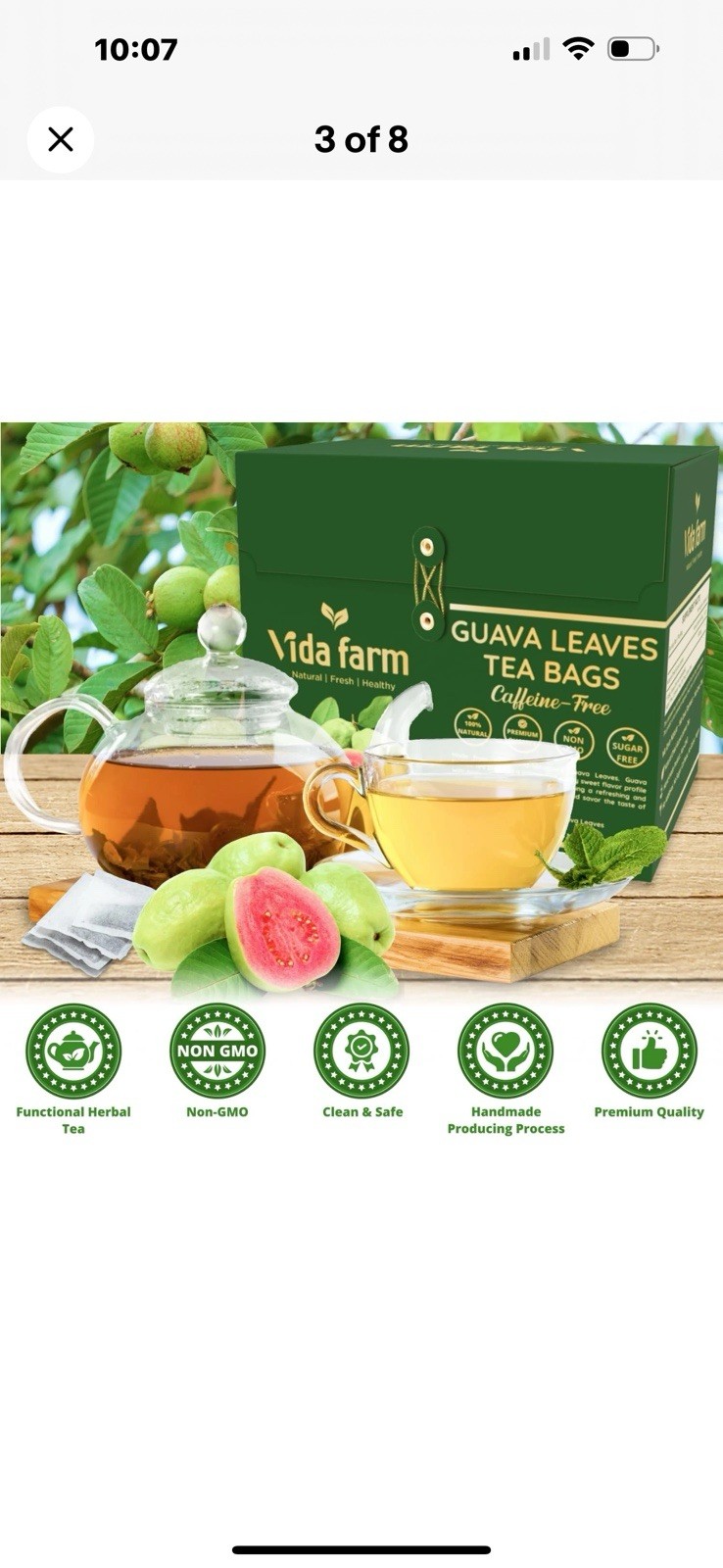 2 PK ~ VIDA FARM 75 Natural Guava Leaves Tea Bags – Dried Guava