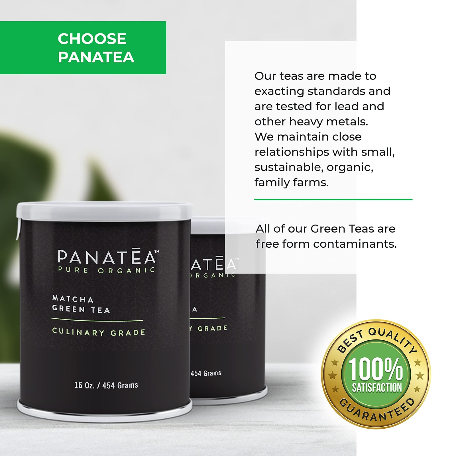 PANATEA Certified Organic Matcha Green Tea Powder | 1 LB 1 Pound (Pack of 1)