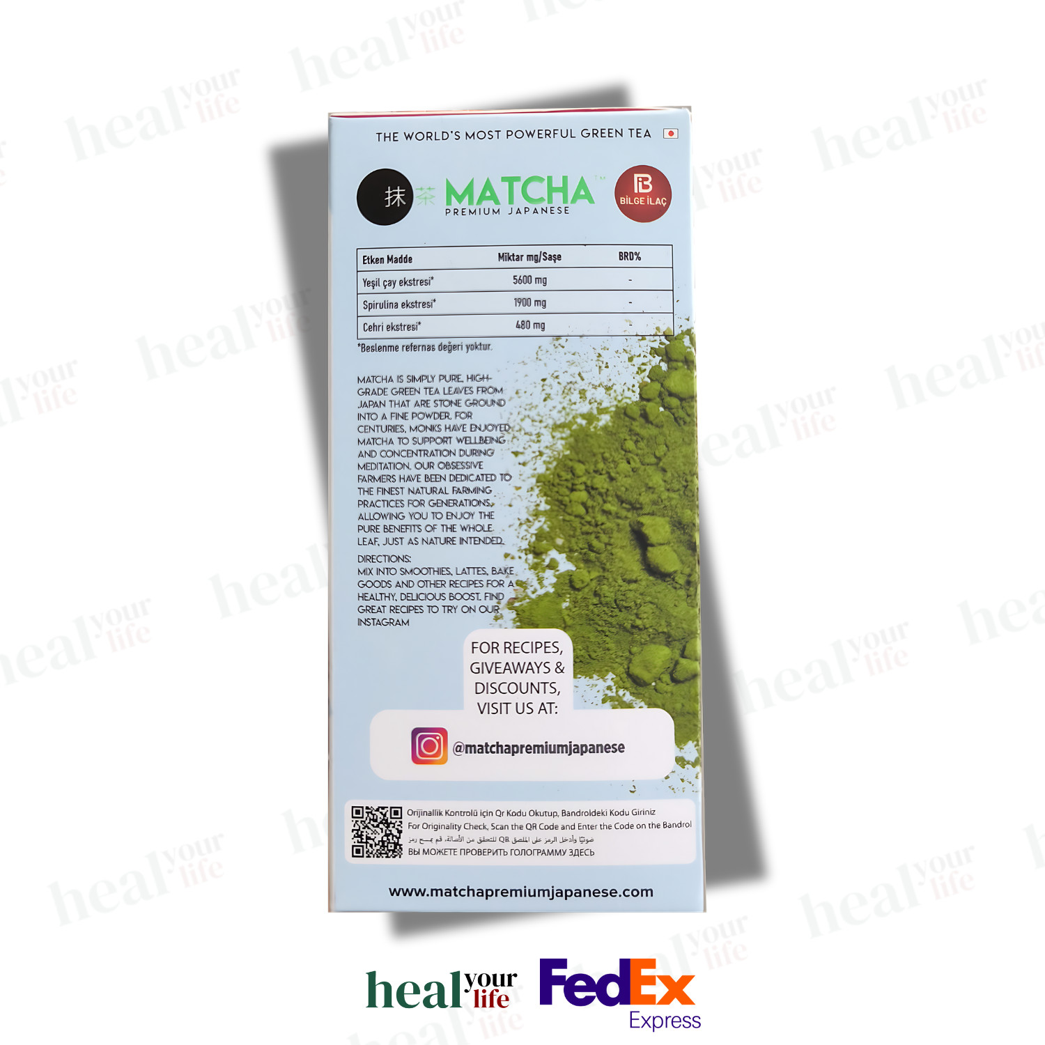 *EXPRESS SHIPPING* Matcha Premium Japanese Tea Natural Green Tea Powder (20 pcs)