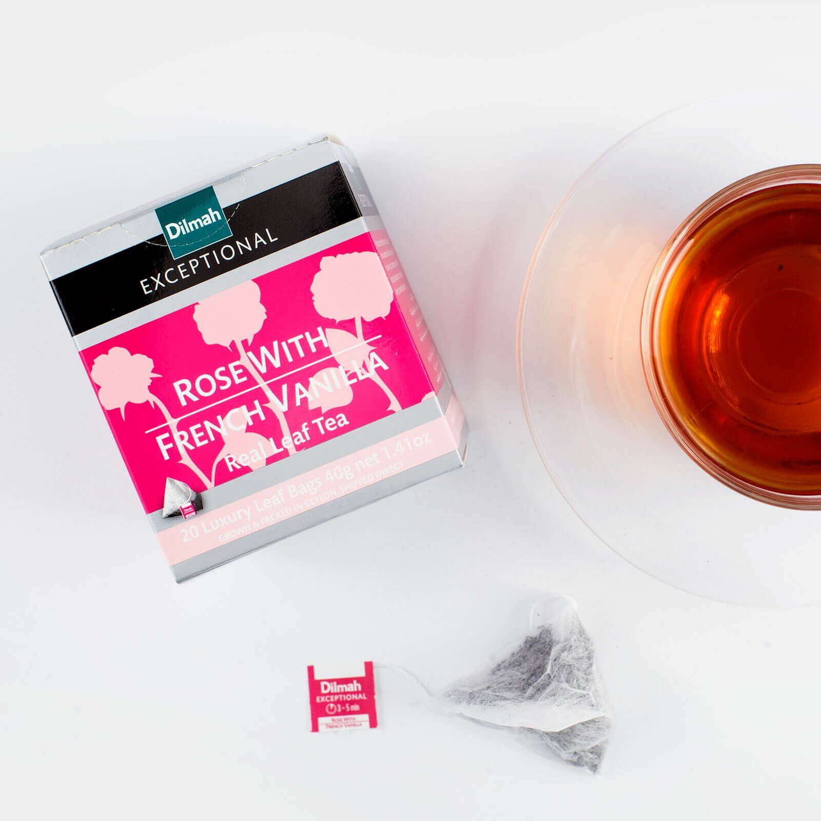 Dilmah exceptional rose with French vanilla 20 Ceylon tea bags 40g 01 pack