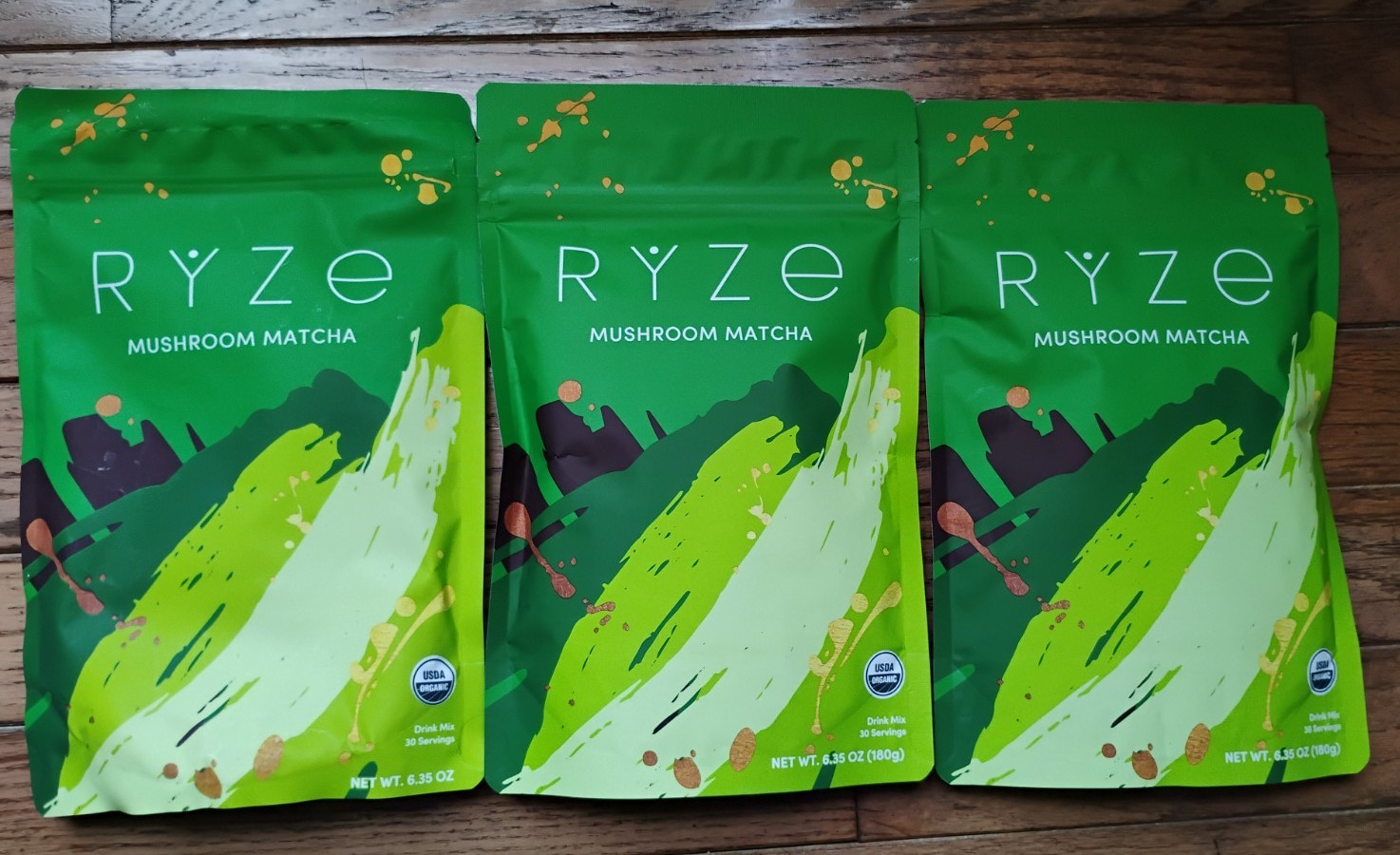 RYZE Organic Mushroom Matcha Tea 3-Pack Bundle | 90 Servings | New Sealed