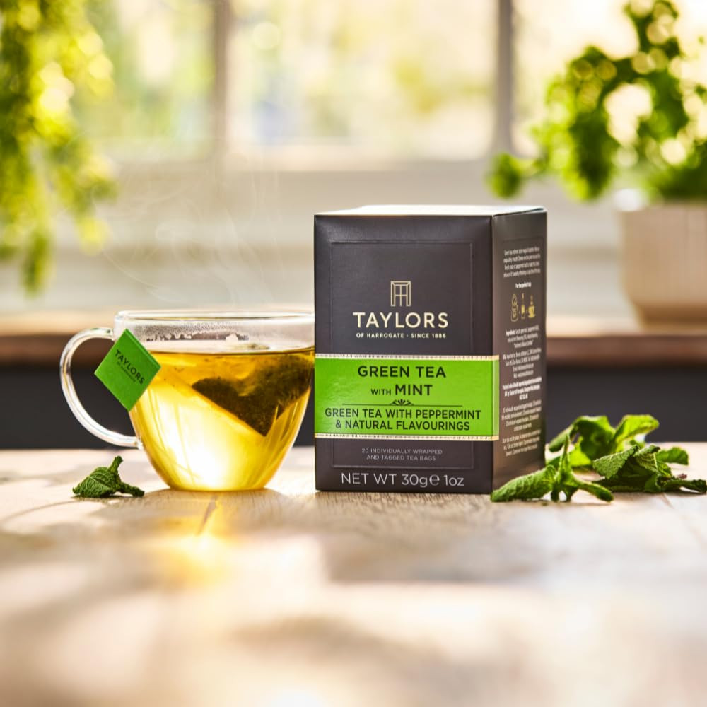 Green Tea with Mint, Individually Wrapped Bags, 20 Count (Pack of 6), Refreshing