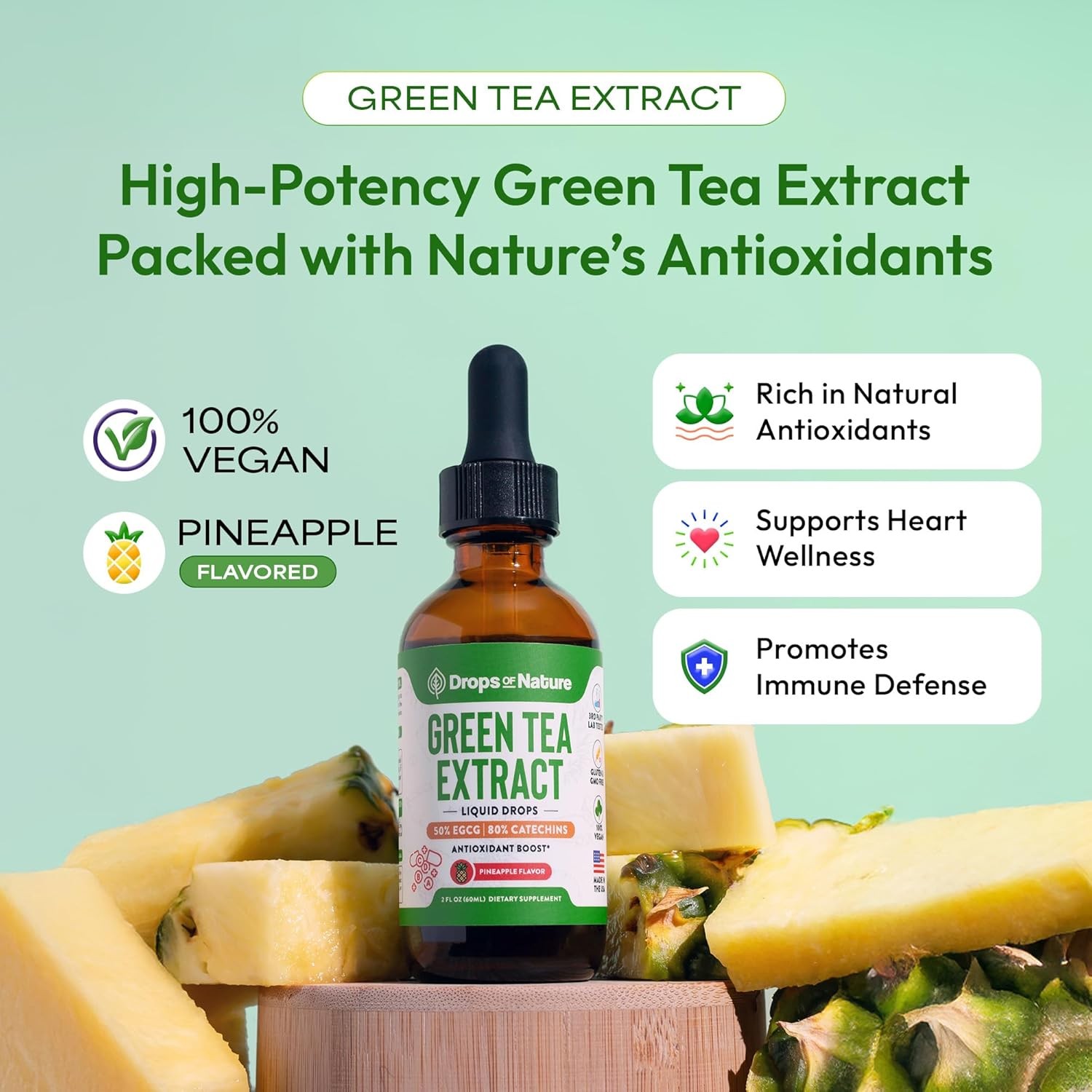 Green Tea 10:1 Extract 50% EGCG – Green Tea Liquid Drops – Vegan, 4X More Powerf