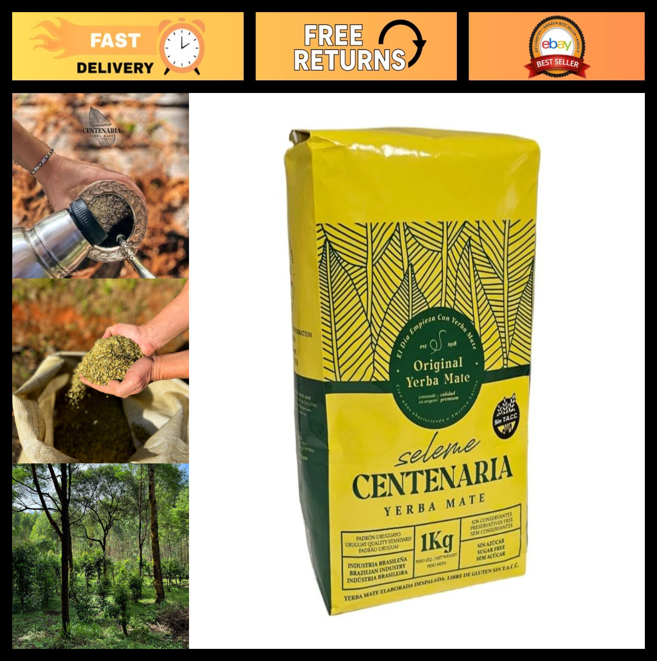 Premium Uruguayan Traditional Yerba Mate 1kg (2.2 lbs) – Organic, Energizing Tea