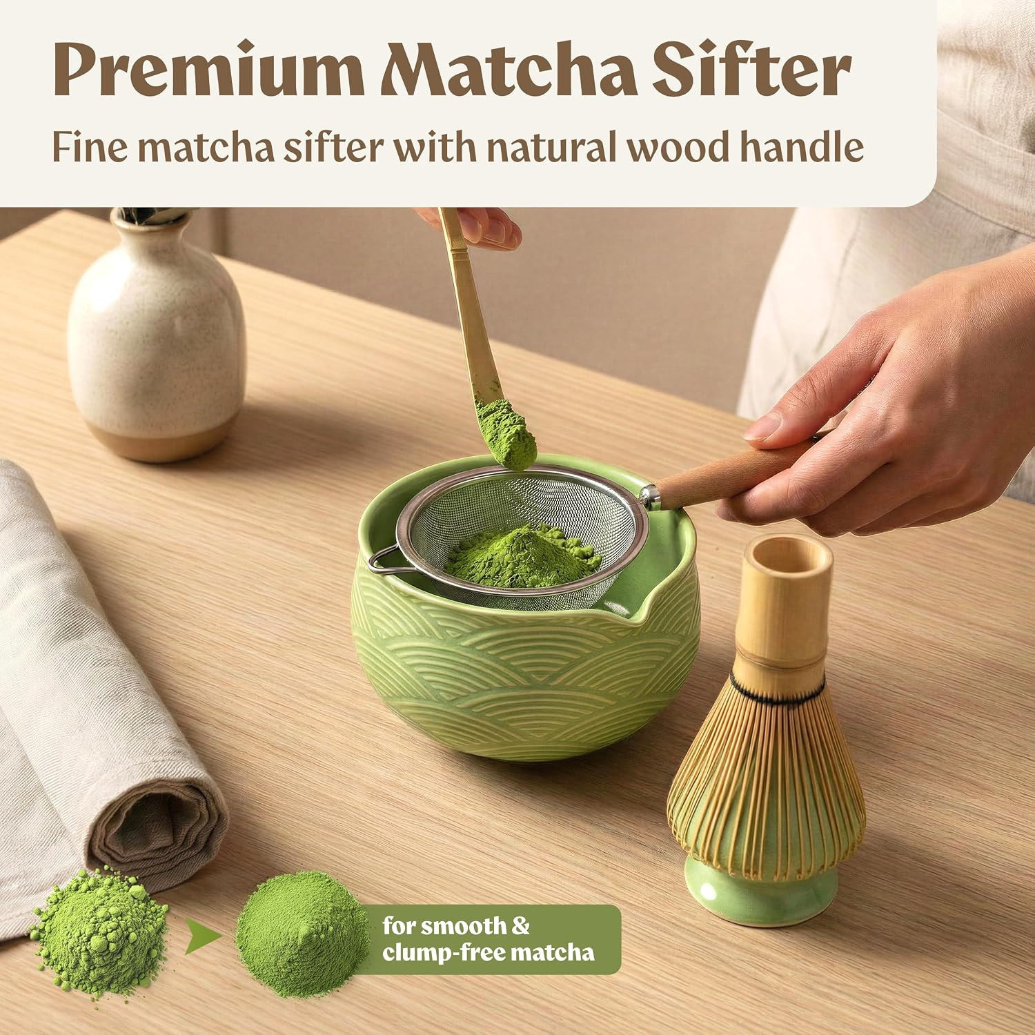 Matcha Kit Whisk Set (7 Pcs) – Complete Matcha Set, Matcha Bowl with Spout, Whis